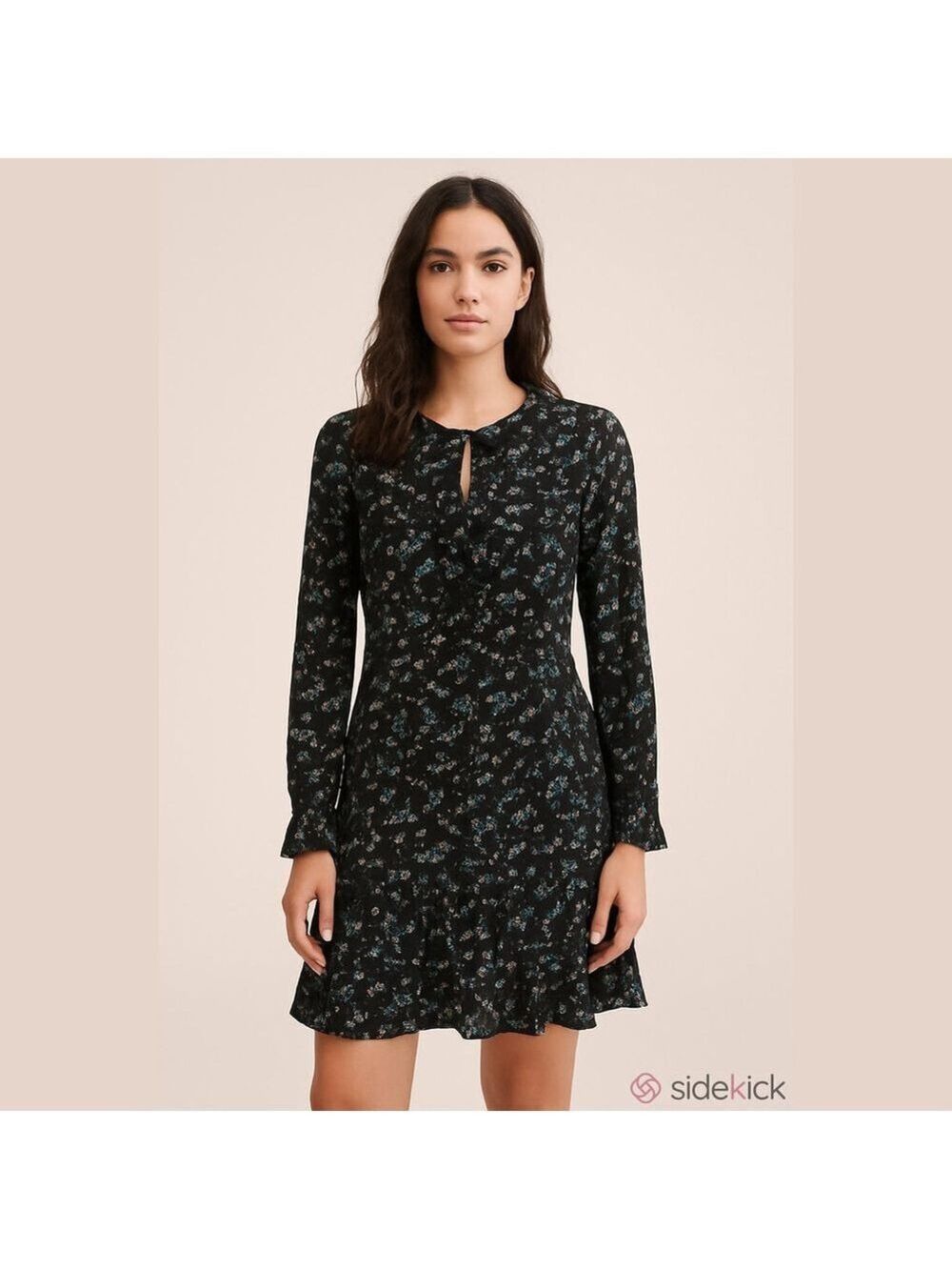 Veronica Beard 100% Silk Black Floral Ruffle Shift Dress Sz 10